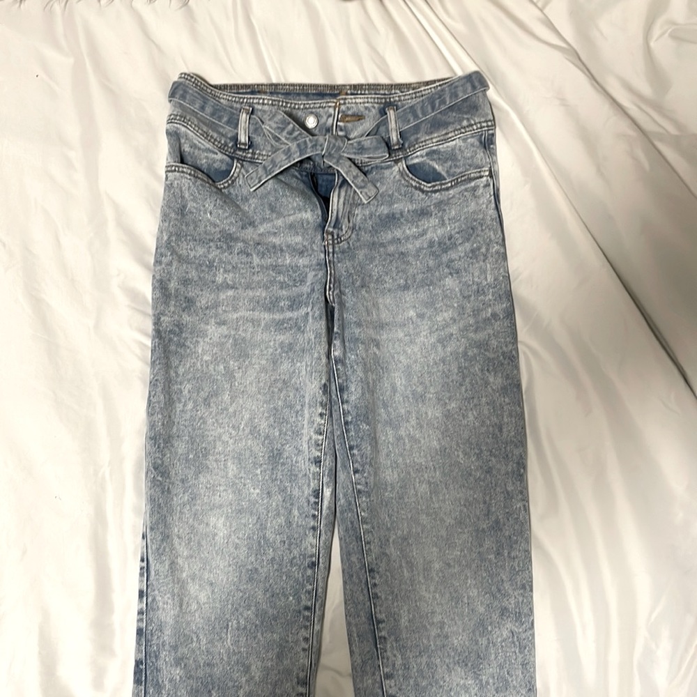 jeans with tie in the front